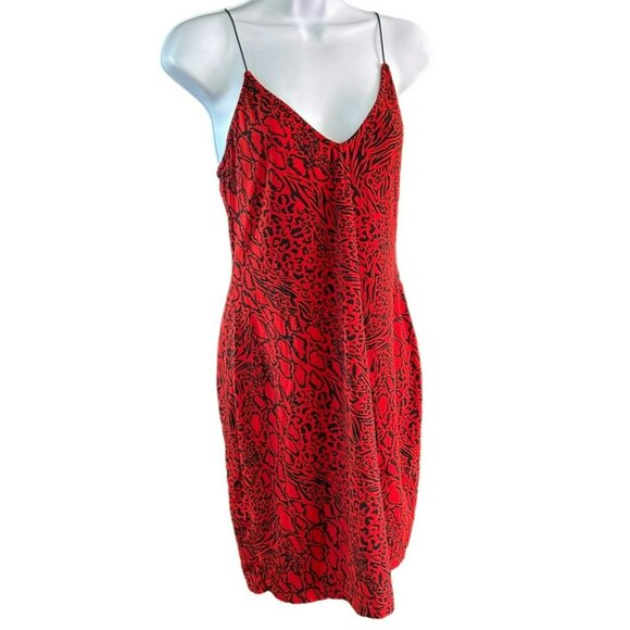 Divided Women's Red Black Animal Print Dress Size Large Spaghetti Strap Y2K - Picture 2 of 5